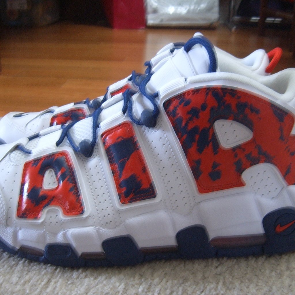 Size 11 - Nike Air More Uptempo Red Navy Camo Shoes/Sneakers Brand New With Box